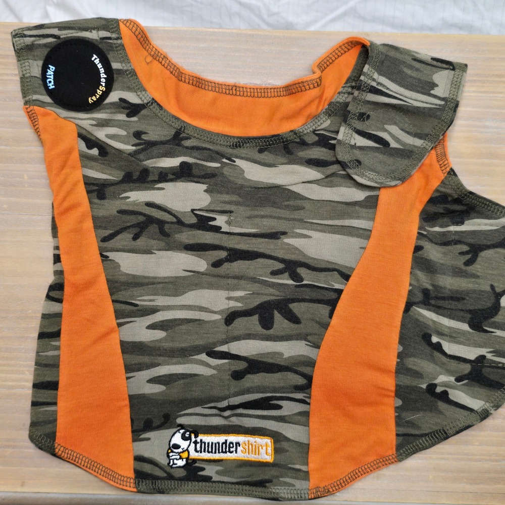 ThunderShirt Dog Anxiety Vest Camo Orange Trim Size Small Calming Wrap